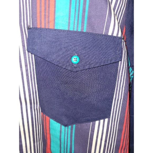 Vntg NOS Dakota Sunset Western Striped Long Steeve Button Up Shirt w/tags Medium - Picture 5 of 7